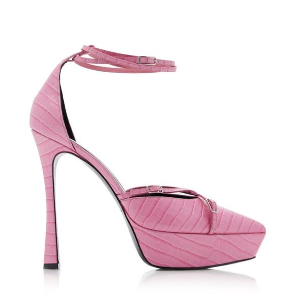 Arielle Baron Amrita Croc-Effect Leather Platform Pumps NWB Size 38 1/2 or US 8 - Picture 1 of 13